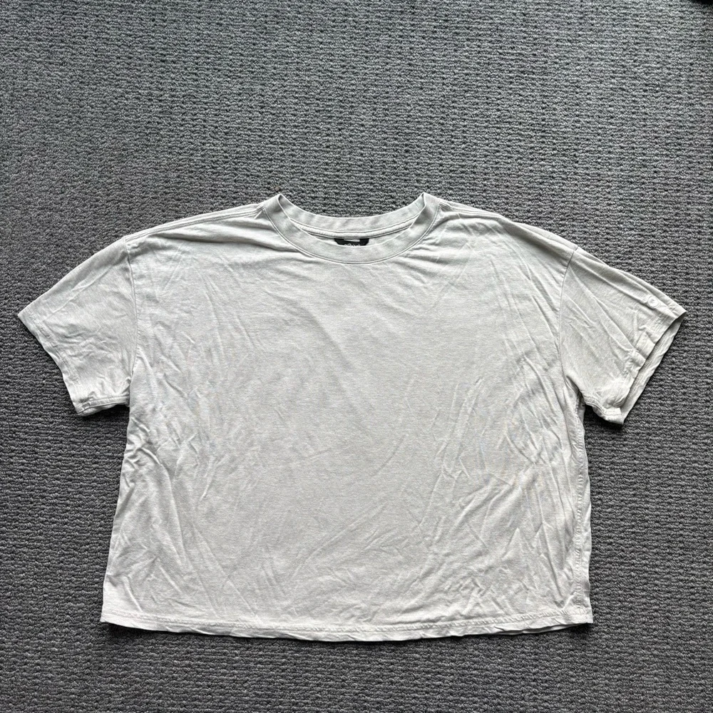 Allbirds TrinoXO Short Sleeve Tee Large Neutral Beige Boxy Soft Tee - Picture 2 of 11